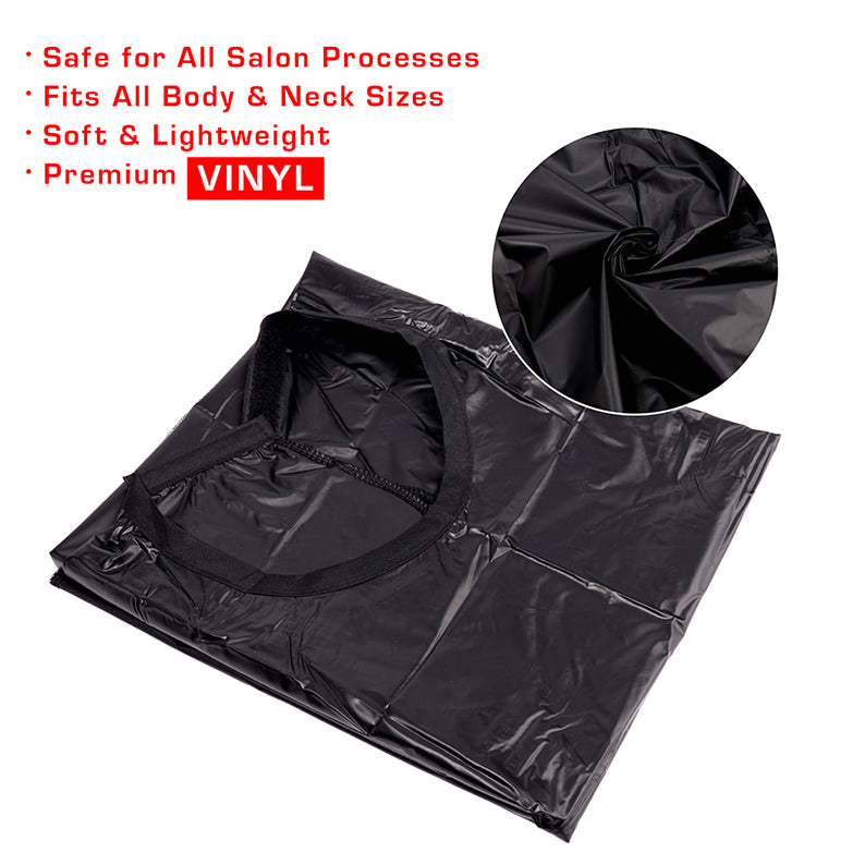 RED BEAUTY by KISS black disposable vinyl comb-out cape for hair salons lightweight soft fits all sizes