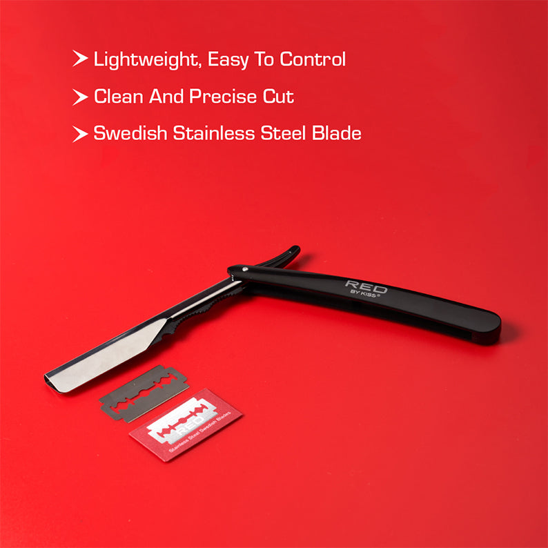 RED BEAUTY by KISS disposable hair shaver with blades black folding razor Swedish stainless steel blades