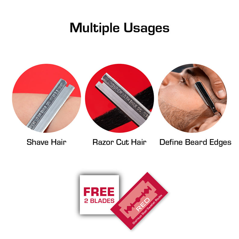 RED BEAUTY by KISS disposable hair shaver with blades for shave razor cuts and defining beard edges free 2 blades