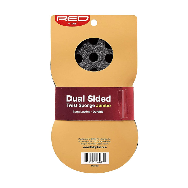 RED BEAUTY by KISS dual sided twist sponge jumbo black gray sponge with circular holes in retail packaging