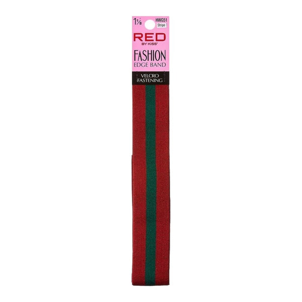 RED BEAUTY by KISS striped red and green fashion edge band for wigs with Velcro fastening