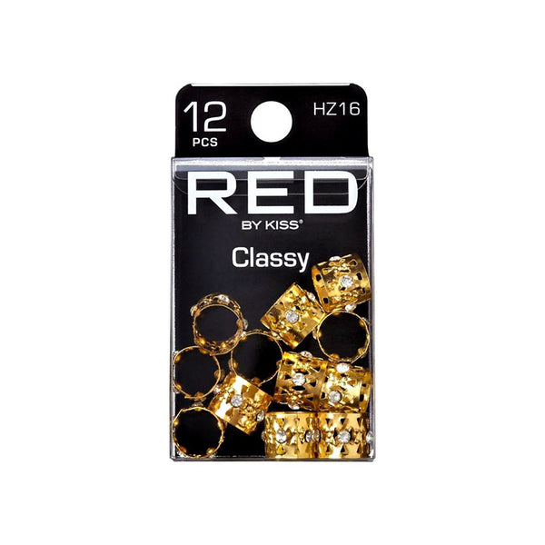 RED BEAUTY by KISS gold braid hair charms pack with 12 classy gold-tone hair accessories