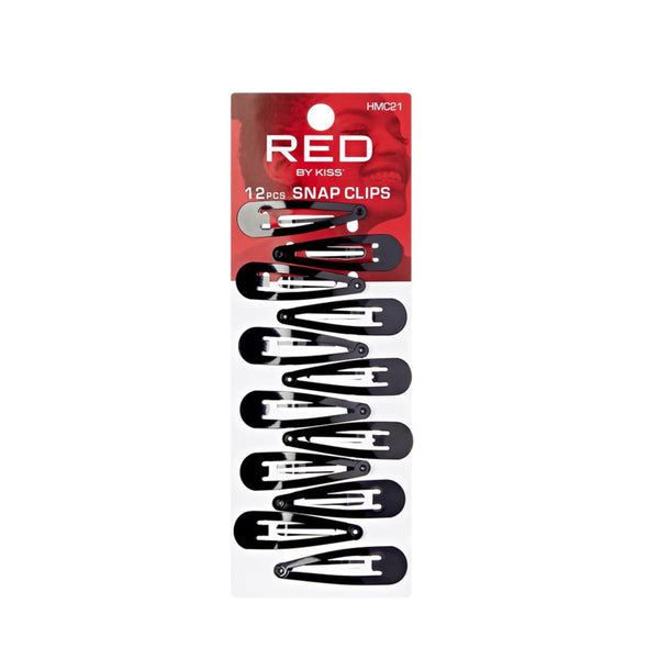 RED BEAUTY by KISS 12 pack black hair snap clips on retail card for styling and sectioning