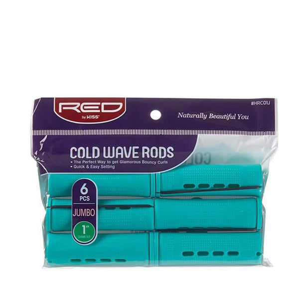 RED by KISS jumbo cold wave rods for hair pack of 6 teal 1 inch rollers for bouncy curls