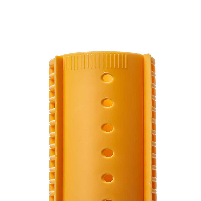RED BEAUTY by KISS orange jumbo magnetic hair rollers close up showing textured edges and ventilation holes