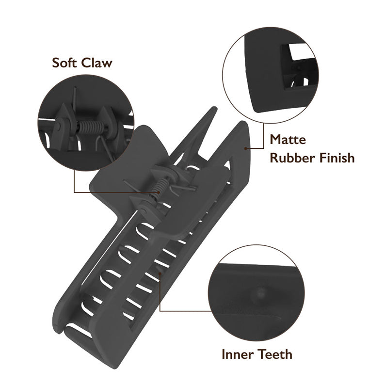 RED BEAUTY by KISS jumbo matte black claw clip with inner teeth spring hinge and matte rubber finish