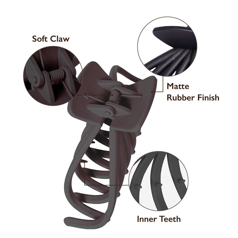 RED BEAUTY by KISS jumbo matte butterfly claw clip in brown with matte rubber finish soft claw and inner teeth