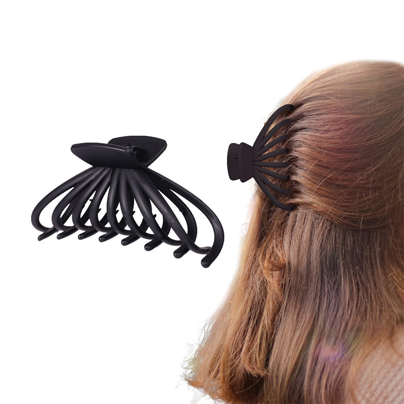 RED BEAUTY by KISS jumbo matte butterfly claw clip in black holding half up hair large secure grip for thick hair