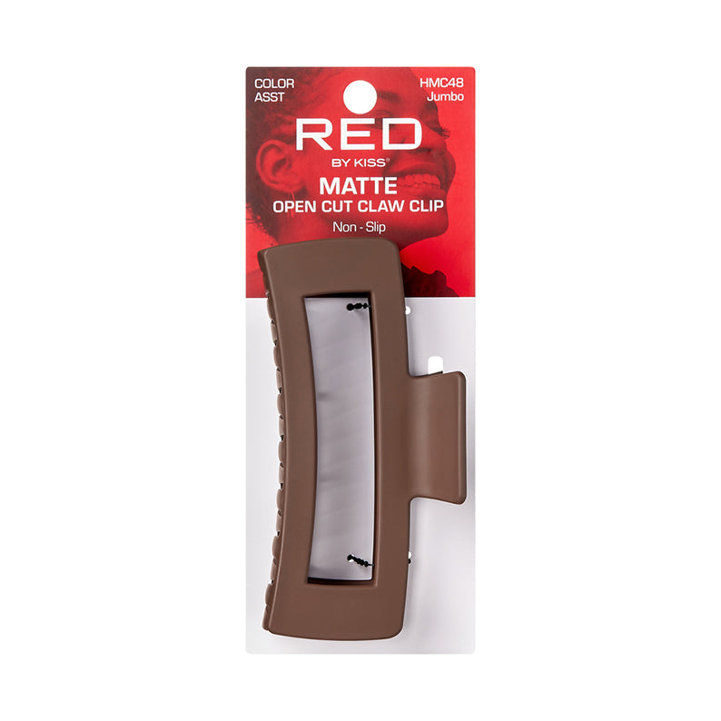 RED BEAUTY by KISS jumbo matte hair claw clip brown open cut non slip for thick hair