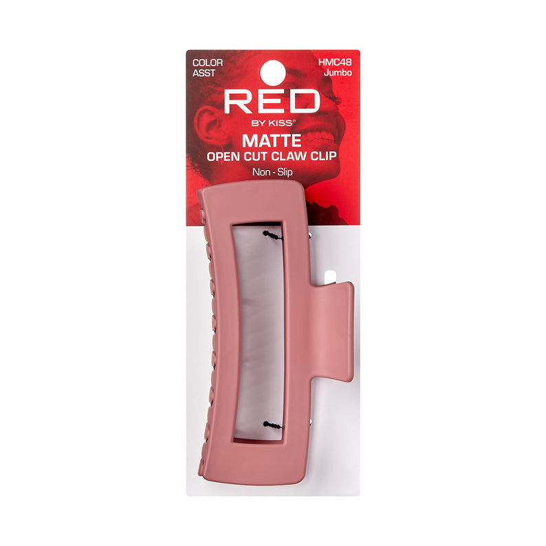 RED by KISS jumbo matte hair claw clip in dusty rose matte finish on retail card packaging