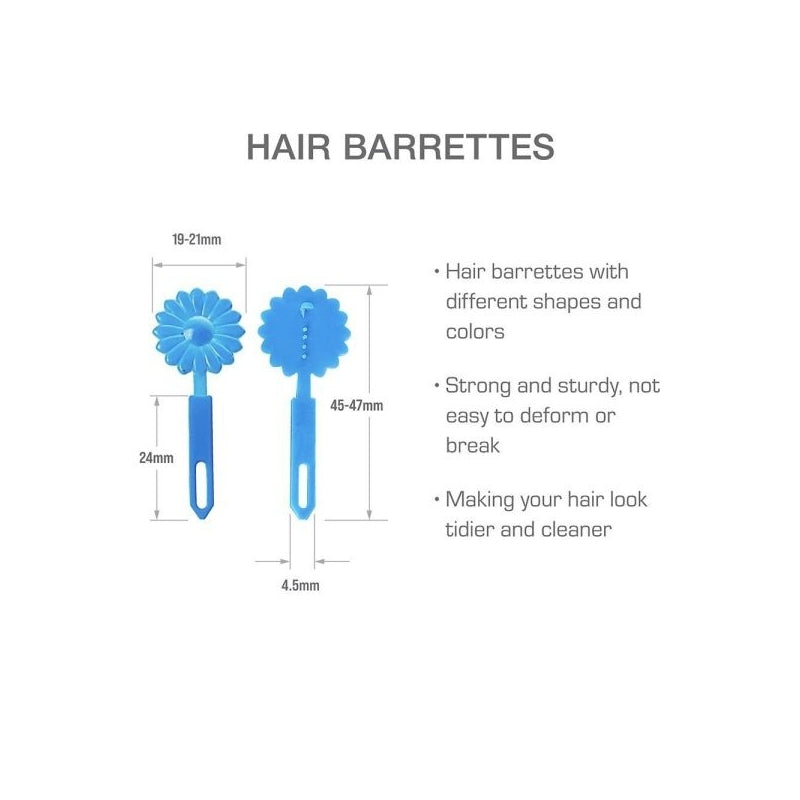 RED BEAUTY by KISS kids daisy hair barrettes blue plastic daisy clips with measurements and product features