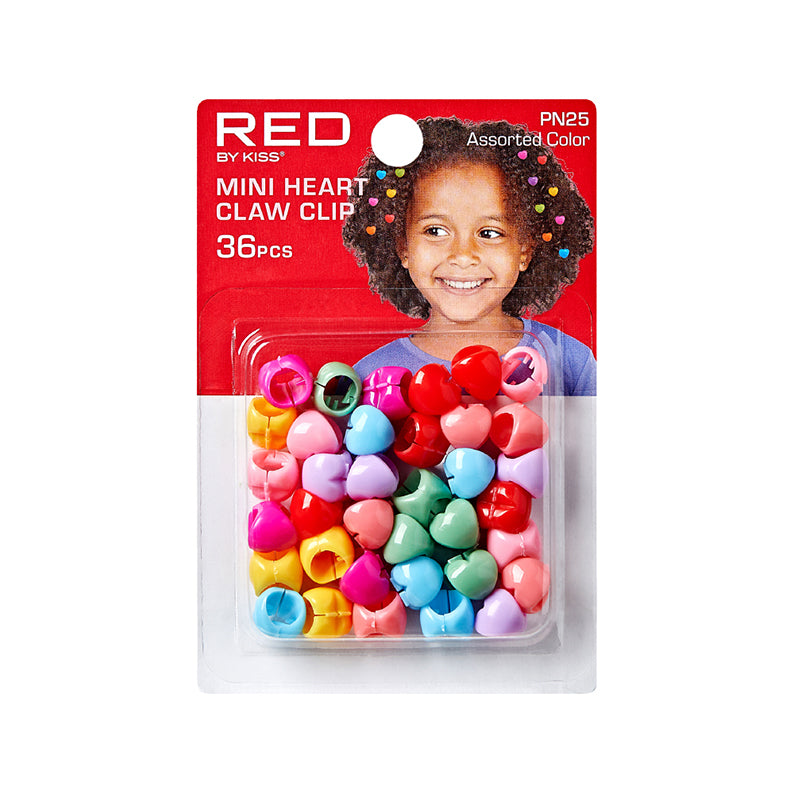 RED BEAUTY by KISS mini heart claw clips 36 pcs assorted colors kids heart hair clips for styling
