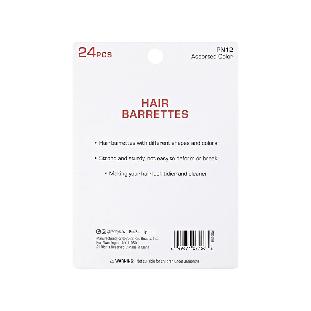 RED BEAUTY by KISS 24pcs packaged kids ribbon hair barrettes on white backing card with product details