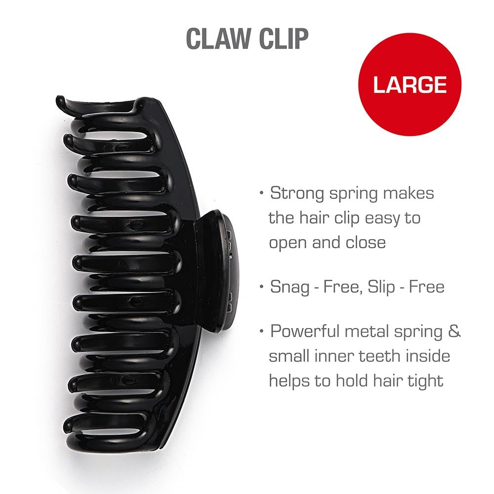 RED BEAUTY by KISS black large hair claw clip with strong spring and wide teeth for thick hair