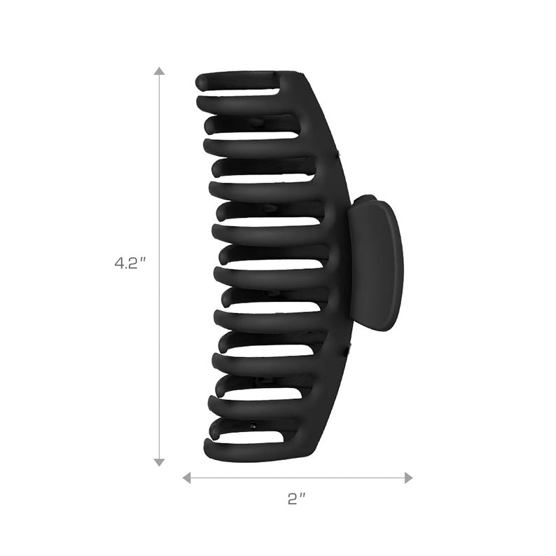 RED BEAUTY by KISS large matte black butterfly hair clip side view showing 4.2 by 2 inch comb for thick hair