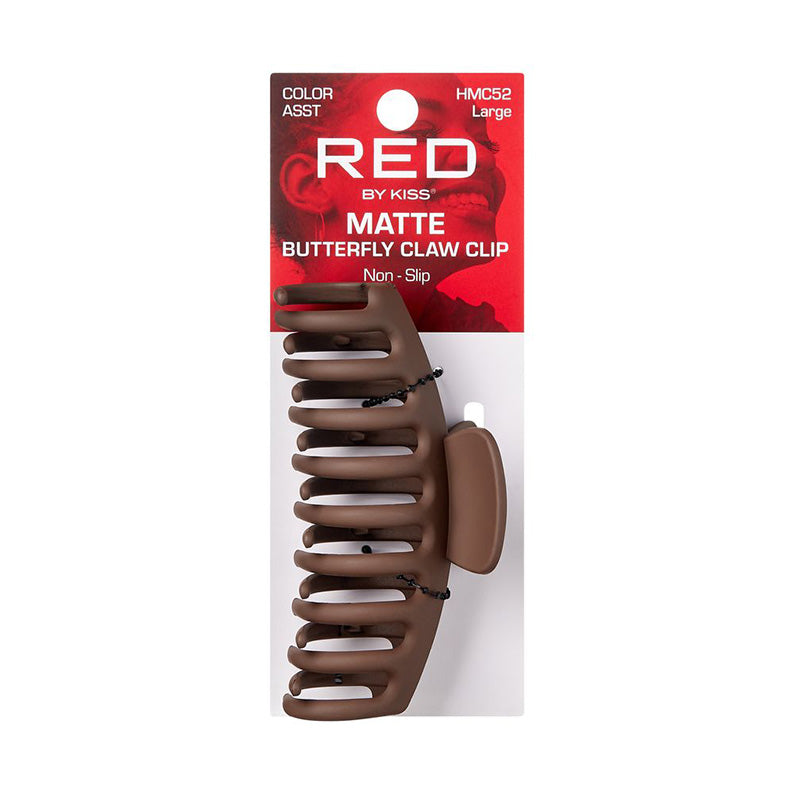 RED by KISS brown large matte butterfly claw clip on retail card packaging non slip