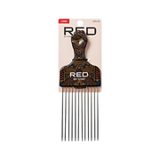 RED BEAUTY by KISS long afro pick comb with decorative tribal handle and long metal teeth for detangling