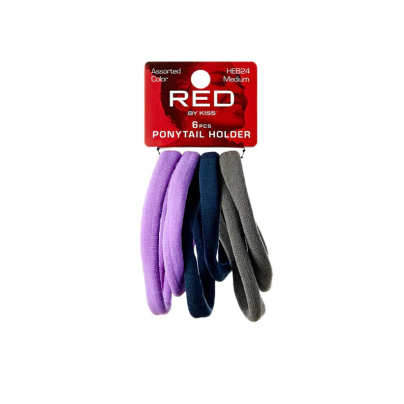 RED by KISS pack of 6 medium ponytail holders assorted colors fabric hair ties for styling and everyday use