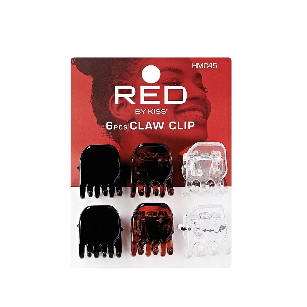RED BEAUTY by KISS mini hair claw clips set 6 small black tortoiseshell and clear clips on retail card