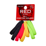 RED by KISS pack of 8 small fabric mini ponytail holders assorted colors on red header card