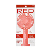 RED by KISS coral handheld fan in packaging portable beauty fan rechargeable for makeup and lashes