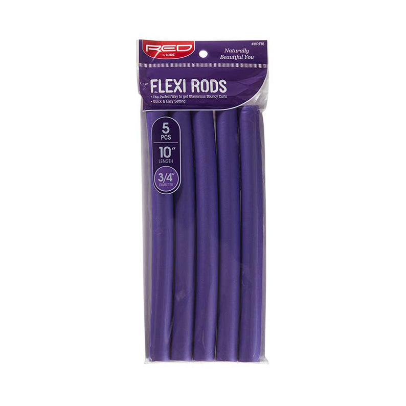 RED BEAUTY by KISS pack of 5 purple flexi rods for hair curling 10 inch length three quarter inch diameter