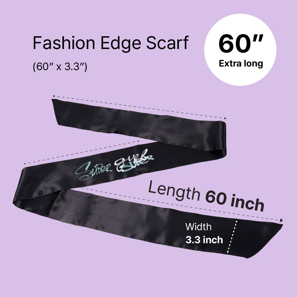 RED BEAUTY by KISS silky satin edge scarf black 60 inch extra long slim hair scarf for edging and styling