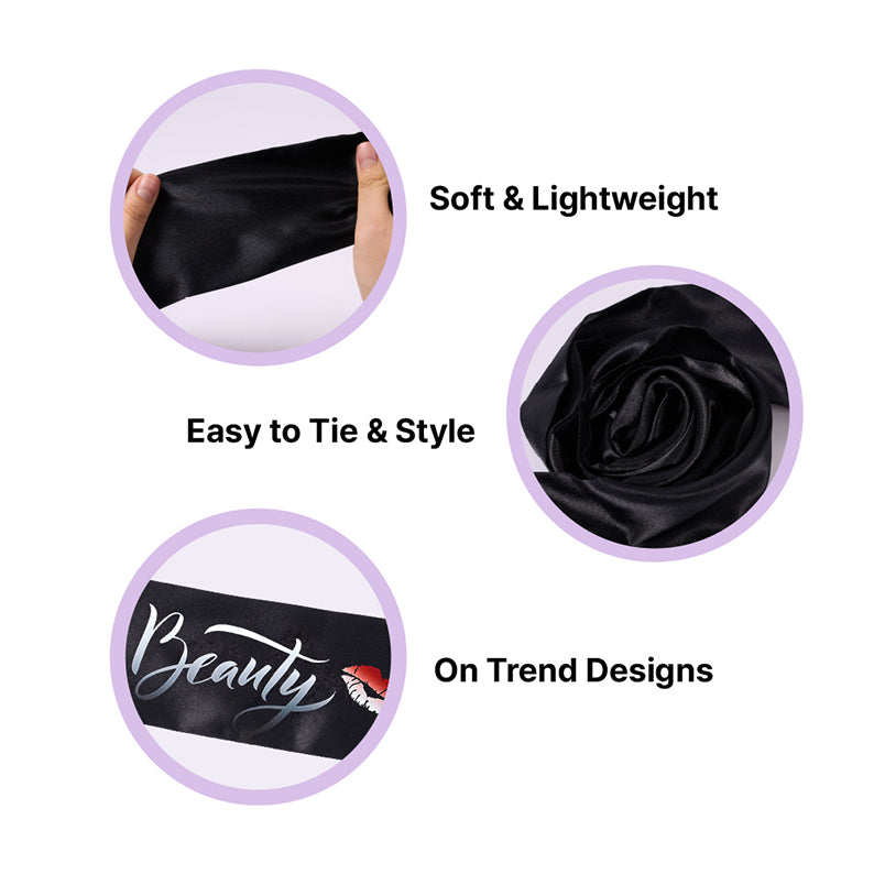 RED BEAUTY by KISS silky satin edge scarf black soft lightweight easy to tie and on trend designs