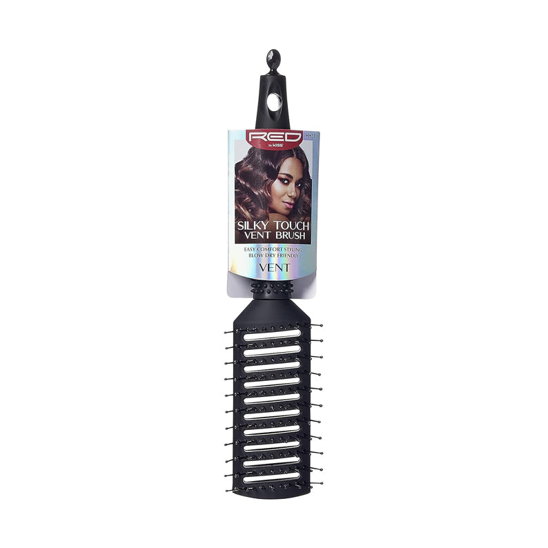 RED BEAUTY by KISS silky touch vent hair brush black vented styling brush with ball tipped bristles for detangling and blow drying