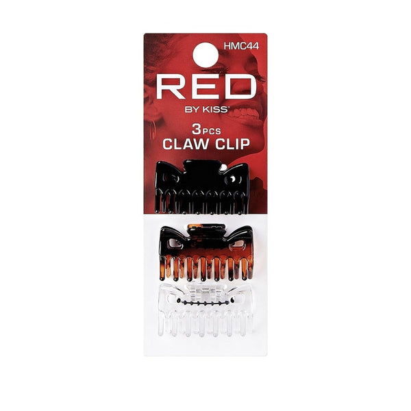RED by KISS 3 piece small hair claw clips set in black tortoiseshell and clear for everyday styling