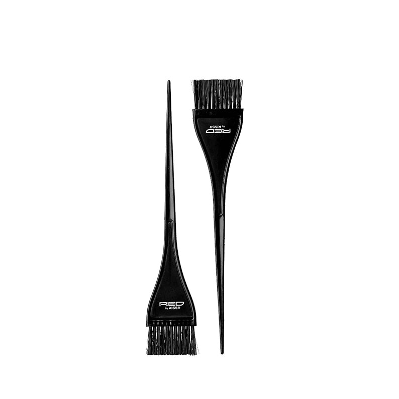 RED BEAUTY by KISS small hair dye brush set two black tint brushes with pointed handles for precise sectioning and application