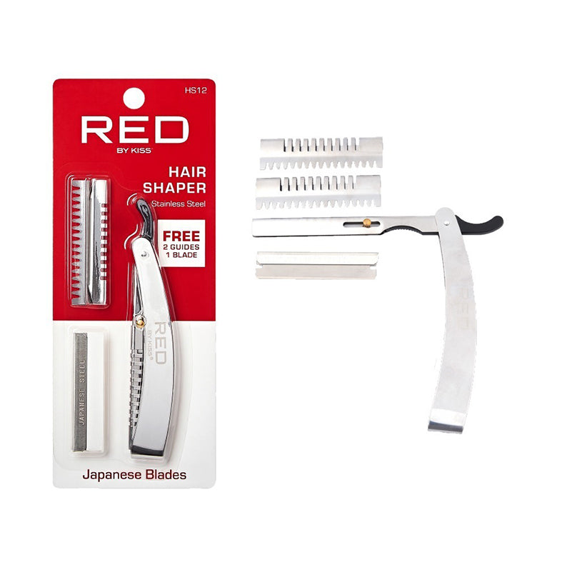 RED by KISS stainless steel hair shaper kit with replacement Japanese blades and two plastic guides