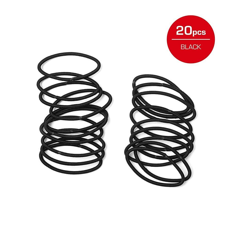 RED BEAUTY by KISS 20pcs thin black hair elastics in two stacks for secure styling