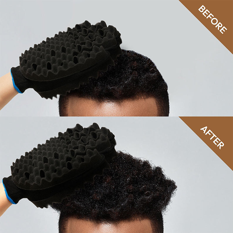 RED BEAUTY by KISS twist sponge glove for hair styling creating defined twists on short natural hair before and after