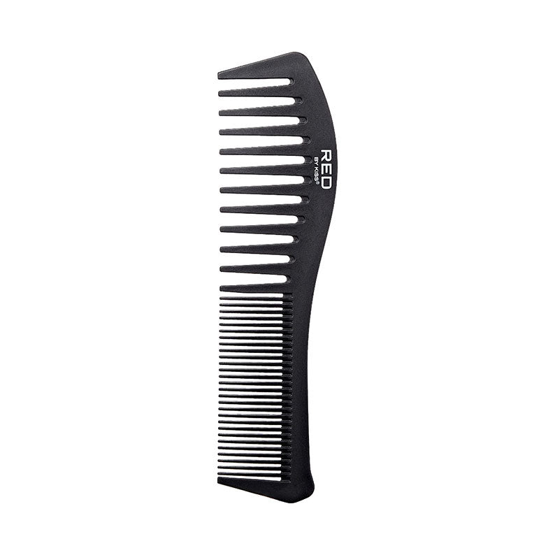 RED BEAUTY by KISS carbon fiber detangler comb black dual sided wide and fine teeth ergonomic handle