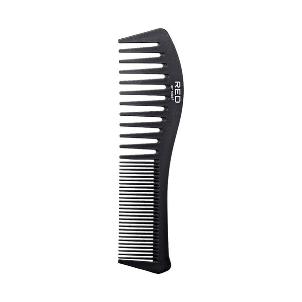 RED BEAUTY by KISS carbon fiber detangler comb black dual sided wide and fine teeth ergonomic handle