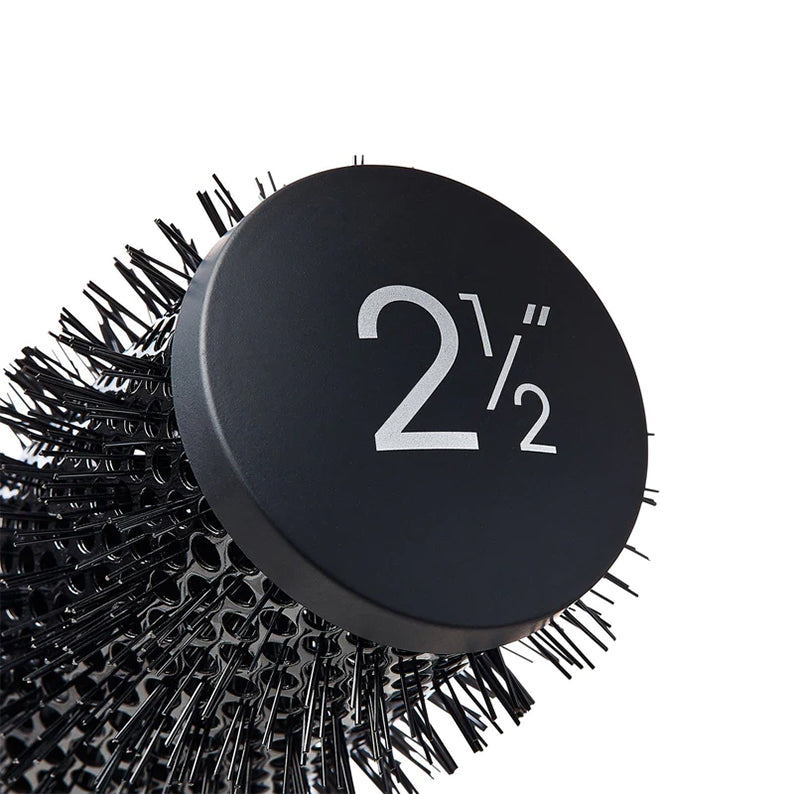 RED BEAUTY by KISS 2.5 inch ceramic thermal round brush close up showing black bristles and end cap