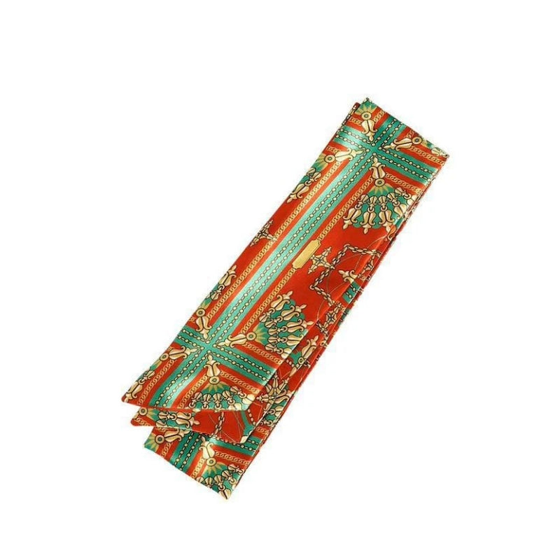 RED BEAUTY by KISS patterned orange silk edge laying scarf for wigs to smooth and secure hairline edges