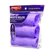 RED BEAUTY by KISS jumbo magnetic hair rollers purple set of six for easy styling and bouncy curls