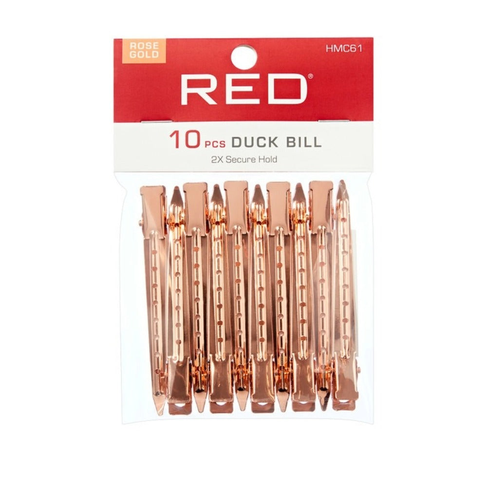 RED BEAUTY by KISS 10 pack rose gold duck bill clips for styling and sectioning hair