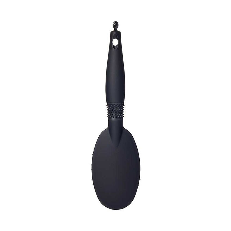 Black RED BEAUTY by KISS rubberized paddle brush for hair with ergonomic textured handle and hanging hole