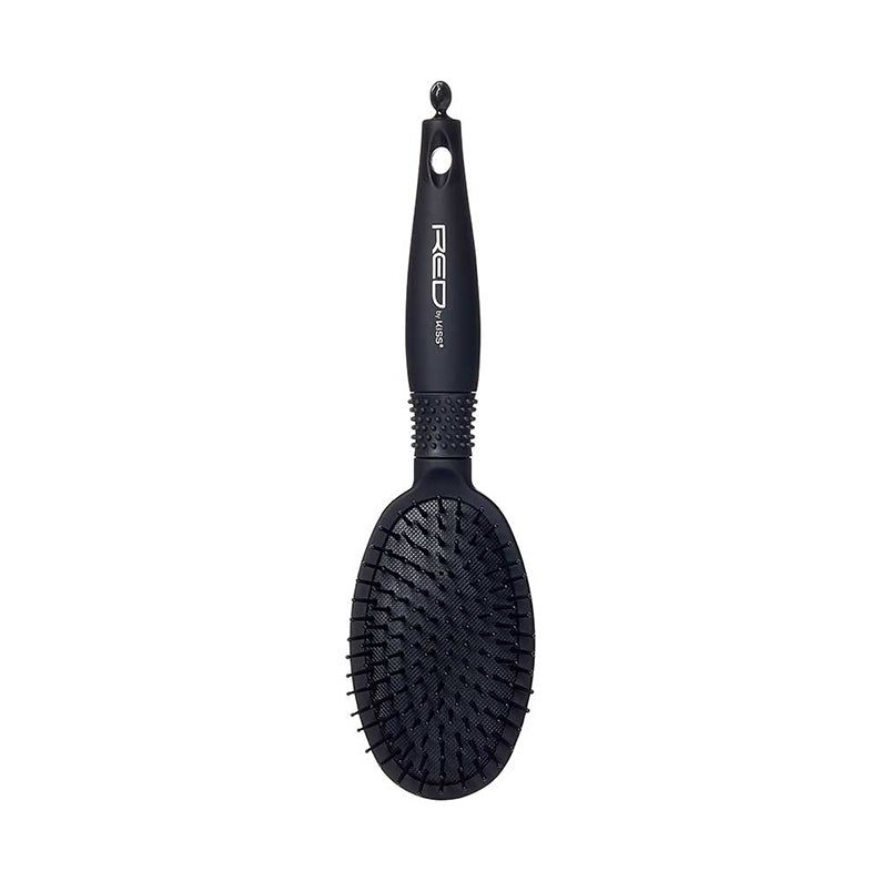 RED BEAUTY by KISS black rubberized paddle brush for hair with ergonomic handle and oval cushioned pad