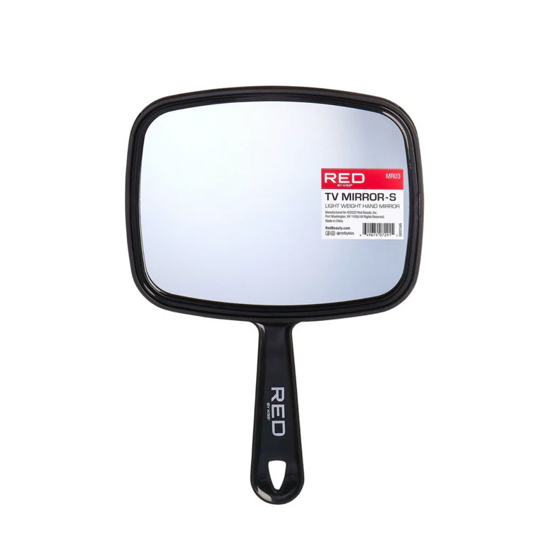 RED BEAUTY by KISS small hand mirror for hair styling rectangular black handheld mirror with ergonomic handle