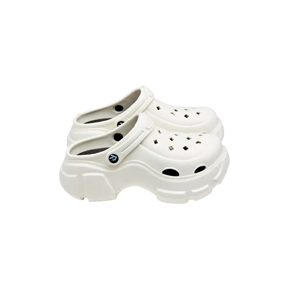 RED BEAUTY by KISS white air clog shoes with ventilation holes heel strap and chunky lightweight sole