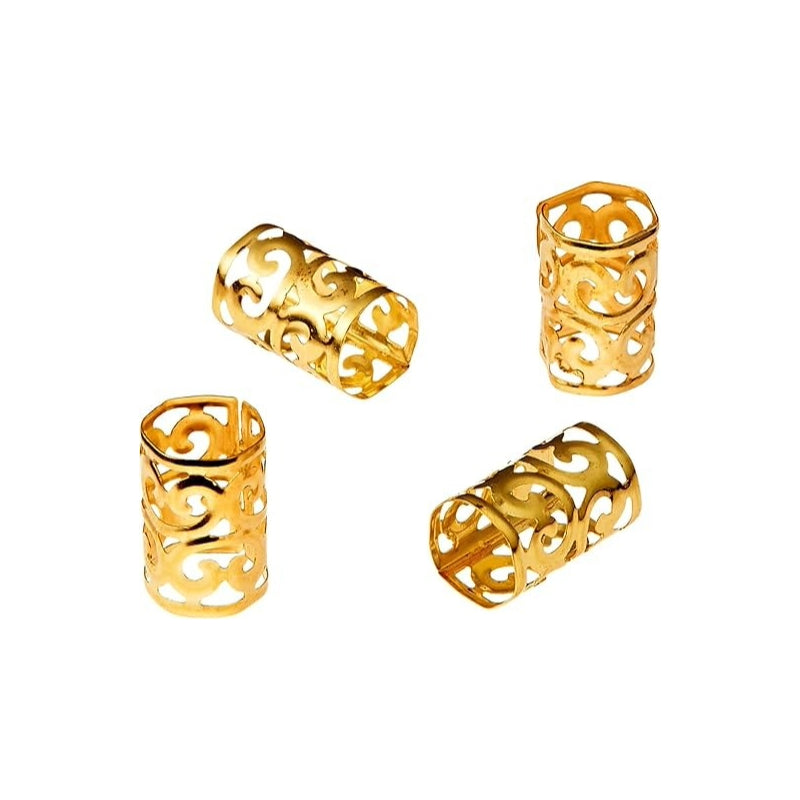 RED BEAUTY by KISS premium braid charm kit gold filigree cylindrical hair cuffs set of four