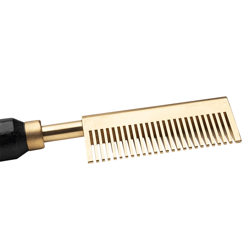 ANNIE gold metal electric straightening hot comb with black handle for salon hair smoothing