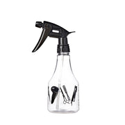 RED BEAUTY by KISS clear spray bottle for hair with black trigger sprayer and salon tool graphics