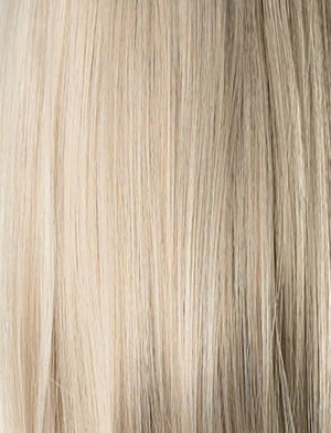 SENSATIONNEL Butta Lace Vintage Rider wig straight ash blonde with natural roots close up hair texture