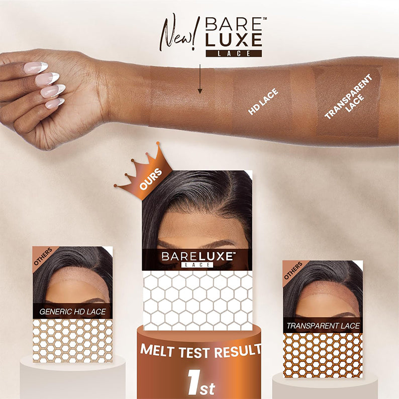 SENSATIONNEL glueless lace front wig extra transparent BareLuxe lace melt test with arm swatches and lace boxes