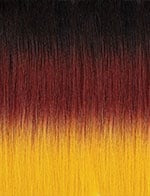 SENSATIONNEL shear muse lace front wig straight ombre black to burgundy to yellow synthetic hair